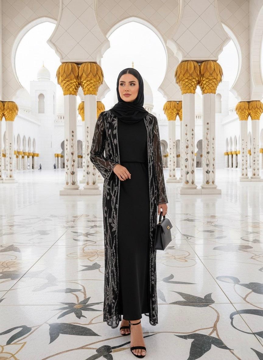 The Black Noor Lace Kimono