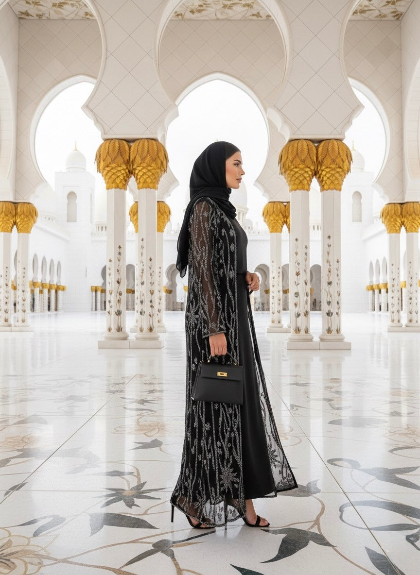 The Black Noor Lace Kimono