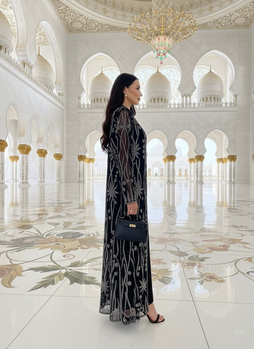 The Black Noor Lace Kimono