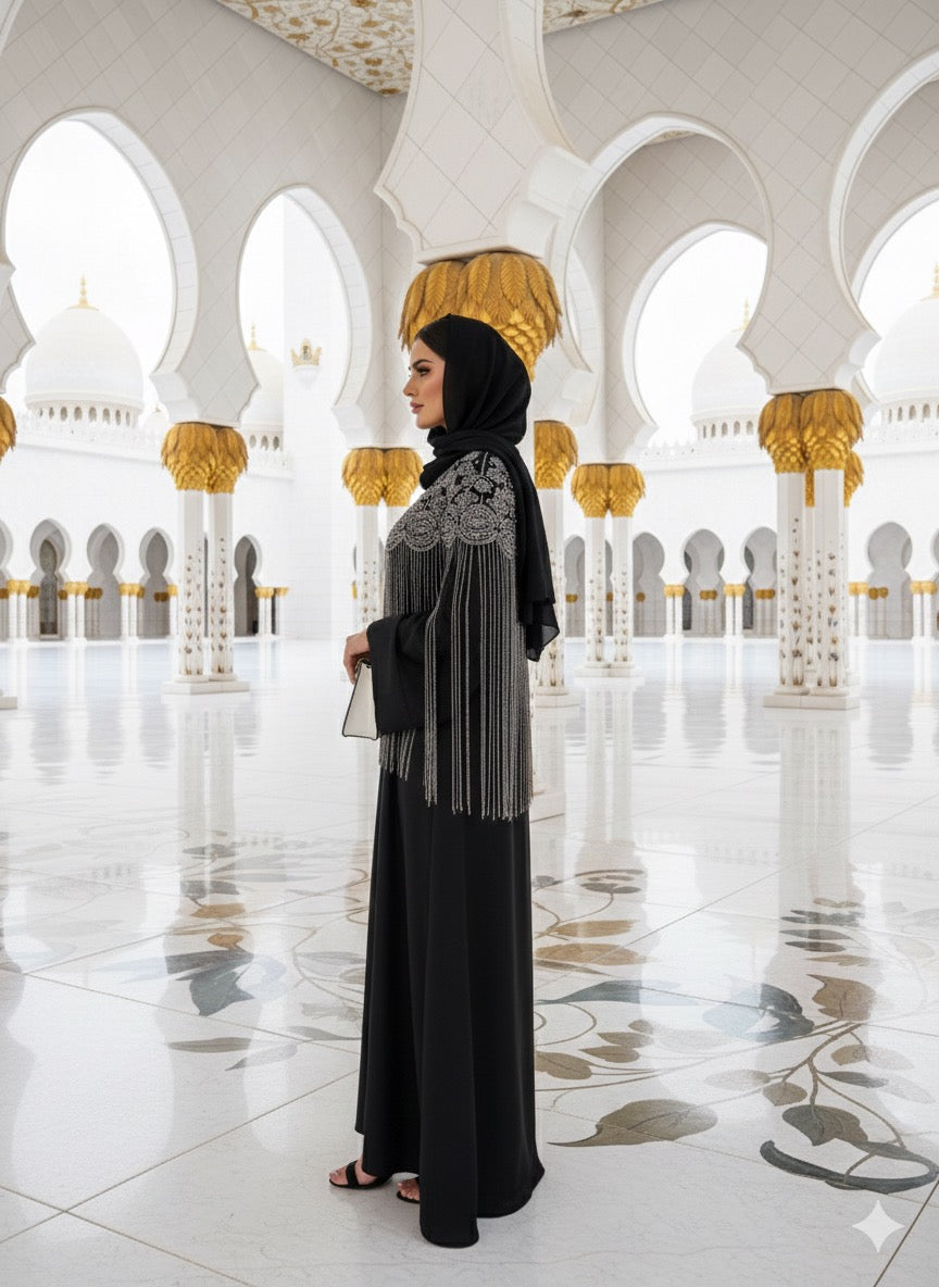 Zaya Poncho (Black & Silver)