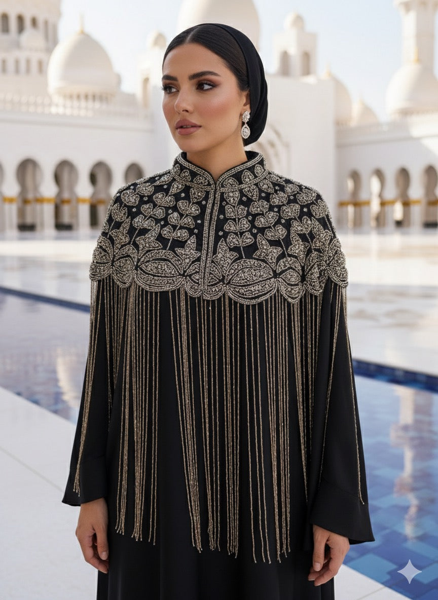 Zaya Poncho (Black & Silver)